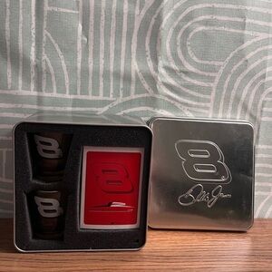 Dale Earnhardt Jr #8 Collectible Gift Set | Shot Glasses + Playing Cards Tin
